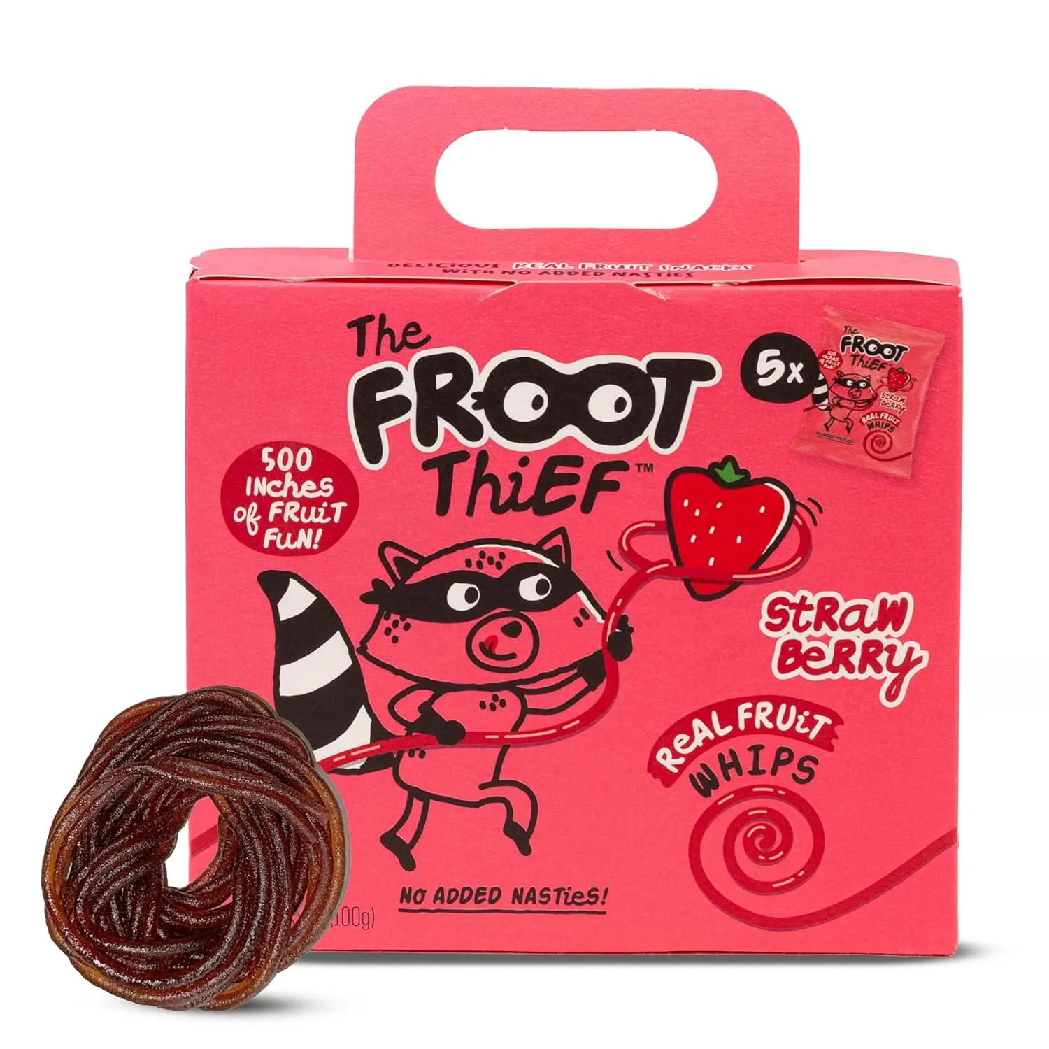 The FROOT Thief Real Fruit Snack Whips - Strawberry Variety, 5 Pack, Nut Free, Ideal for School Lunches and Snacks, Perfect for Kids - Candy, Bonbon