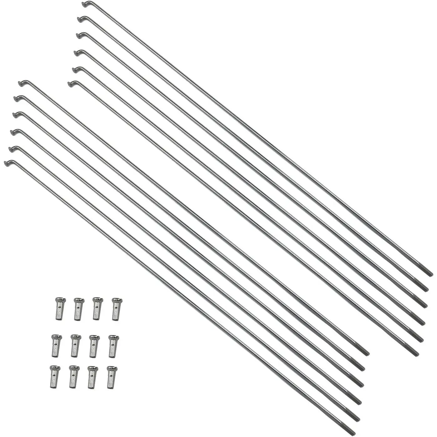 12PCS 260mm/10.2 Inch 14G Stainless Steel Bike Spokes Silver with 14mm Spoke Caps for Mountain Road Bike
