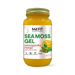 Sea Moss Gel Organic Raw - Ashwagandha Mango 24 oz Wildсrafted Gold Sea Moss Gel from Saint Lucia | 92 Vitamins and Minerals | Pure Raw+Non-GMO | Vegan Superfood