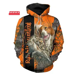 Boar Hunter Men’s Hoodie, 3D Animal Camo Tattoo Print Pullover, Elk Hunting Harajuku Style Sweatshirt, Casual Outdoor Hunting Clothing