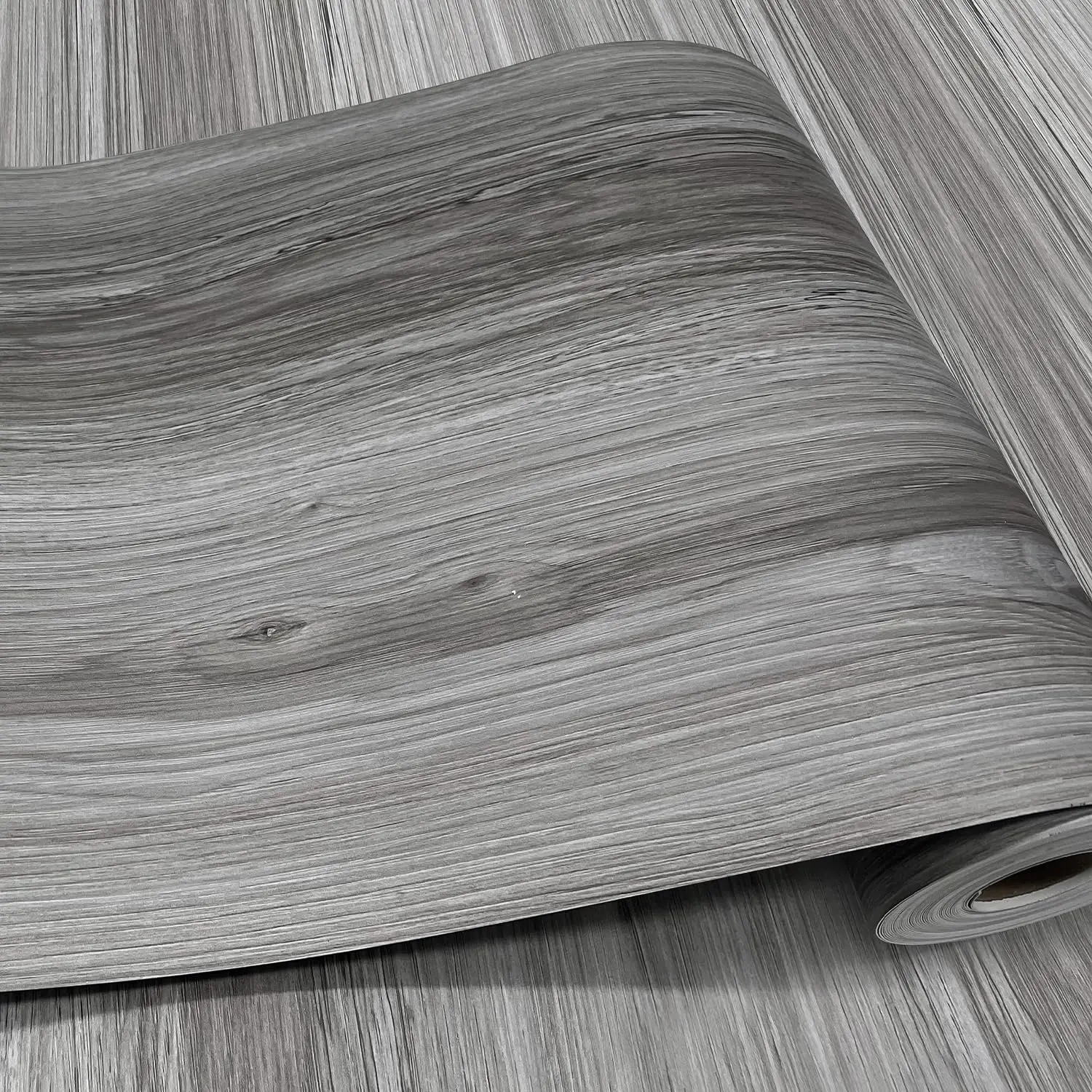 Peel and Stick Floor Tiles Rolls - Grey Self-Adhesive Grain Synthetic Vinyl, 11.8in Width, 394in Full Roll Length, 0.02in Thickness, Non-Slip, Water Resistant, Easy Handling, Double the Coverage, DIY-Friendly for Home Improvement Indoor Spaces