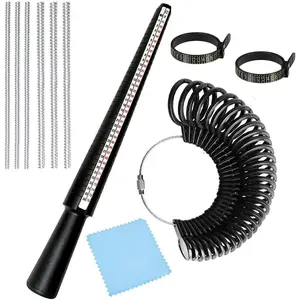 Ring Sizer Measuring Tool Kit, 27 count Plastic Measuring Ring Tool,  Ring Size 0-13 with Half Size, 2 count  Finger Size Tape for  Making, 6 count Ring Sizer Adjuster for Loose Rings