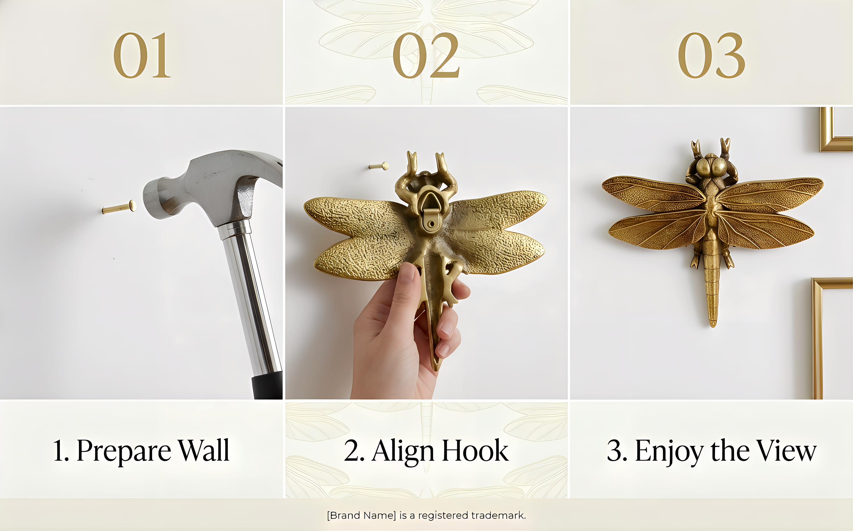 Elegant gold dragonfly wall-mounted statue, 1 piece creative interior design accent, artwork decor for modern apartment living space, insect-themed nursery wall art, chic entryway ornament, housewarming gift idea