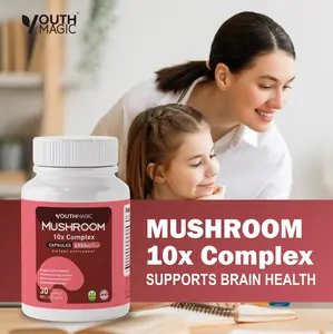 YouthMagic 10-in-1 Mushroom Blendwith Lion's Mane, Turkey Tail, Cordyceps ,Reishi, Chaga, Maitake, Shiitake, Agaricus,White Button Dihretary Supplement with Natural Musooms,Healthcare & Fitness-30 Servings- USA Manufacturer -non GMO Edible