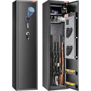 VEVOR 7-8 Rifles Gun Safe, Rifle Safe with Digital Keypad & Lock, Gun Storage Cabinet with Built-in Storage Locker, Removable Storage Shelf for Home Long Gun and Pistols