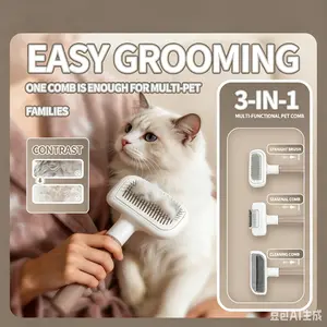 3-in-1 Cat Grooming Brush – Deshedding & Cleaning Pet Comb for Home Use
