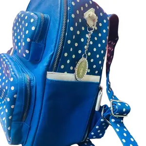 Rico Royal Blue Backpack with Polka Dot Pattern, Zippered Closure, and Adjustable Strap