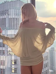 Women's Plain Off-Shoulder Sheer Ruched Dress, Fashion Casual Long Sleeve Fitted Mini Dress, Perfect for Party Club Holiday, Spring Autumn Women's Dress, Womenswear