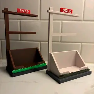 Business Card Holder for Real Estate Agents with Sold Sign and Grass Base