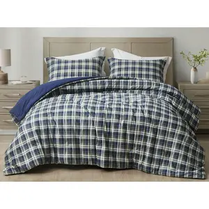Garment Washed Cotton Comforter Bedding Set, Reversible Lightweight Comforter for All Season