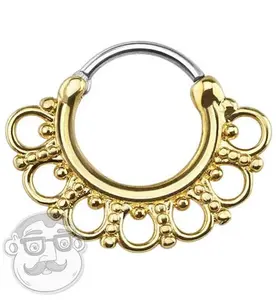 14G Gold Plated Tribal Fan Septum Clicker
