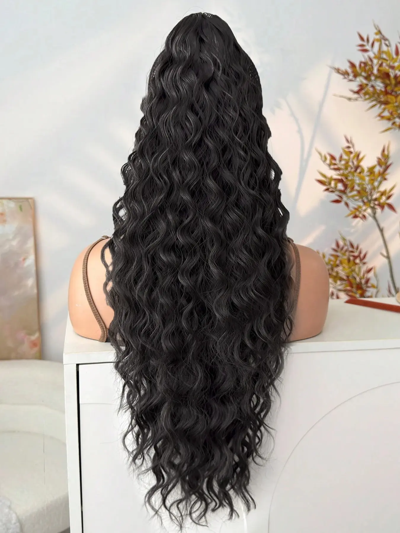 Claw Clip Long Wavy Ponytail Hair Extension Black Brown 32 