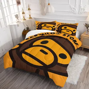Bape ABC Camo Comforter Set, 1 Comforter and 1-2 Pillowcases Coreless, Classic Brand & Classic Ape Head Logo, Soft Comfortable, Street Style Bedroom Decoration, Gift for Streetwear Enthusiast