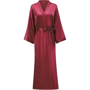 Women's Soft Long Satin Robes Long Silk Robes Full Length Robes Kimonos Silky Bath Robe Dressing GownsGift