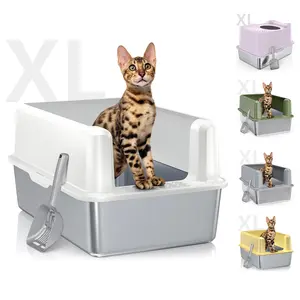 XL Stainless Steel Cat Litter Box Top Entry Extra Large Metal Litter Box with High Side for Big Cats, Multiple Cats, No Odor, Easy to Clean, Anti-Urine Leakage, Dog-Proof