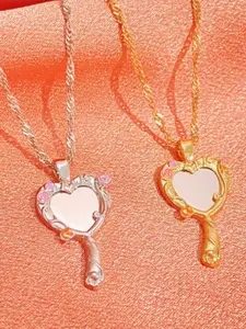 Dopamine Necklace with Magical Mirror Design, Photo Frame Style, Cute Girls Fashion Clavicle Chain for Trendy Looks