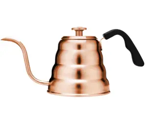 Barista Warrior Pour Over Gooseneck Coffee Kettle with Thermometer - Copper-Coated Stainless Steel, Easy-Pour Spout, Airtight Lid, 1.2L/40 fl oz, 5 Cups, Induction & Electric Stove Adaptable