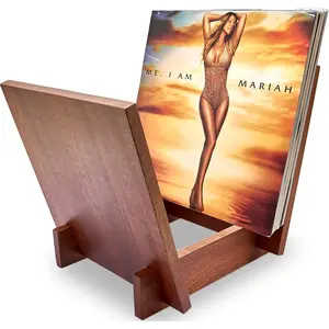 Wooden Vinyl Record Holder -  Record Album Holder, V-Shaped Vinyl Record Storage Racks, Album Holders for Vinyl Records, Shelf for Storing Collection of 40  LPs (Solid Sapele)