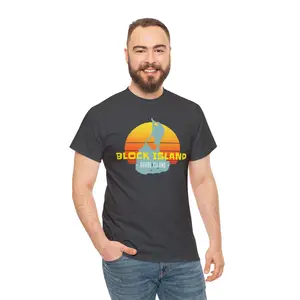 BLOCK ISLAND R.I.  surf style Unisex Heavy Cotton Tee