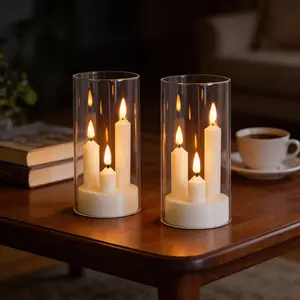 2 Flame-Free Candle Lights, LED 3-in-1 Holiday Decor Lights, Battery-Powered (Batteries Not Included), Flickering Flame Effect, Ideal for Birthday & Wedding Decorations, Living Room, Bedroom, Christmas, Holiday Lighting, Art Deco