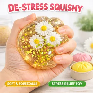 Spring Daisy Squeezable Toy for Stress Relief, Transparent Flower Stress Relief Ball, Healing Slow-Rebound Toy, Cute Hand-Squeezed Toy, Stress Relief Fidgeting