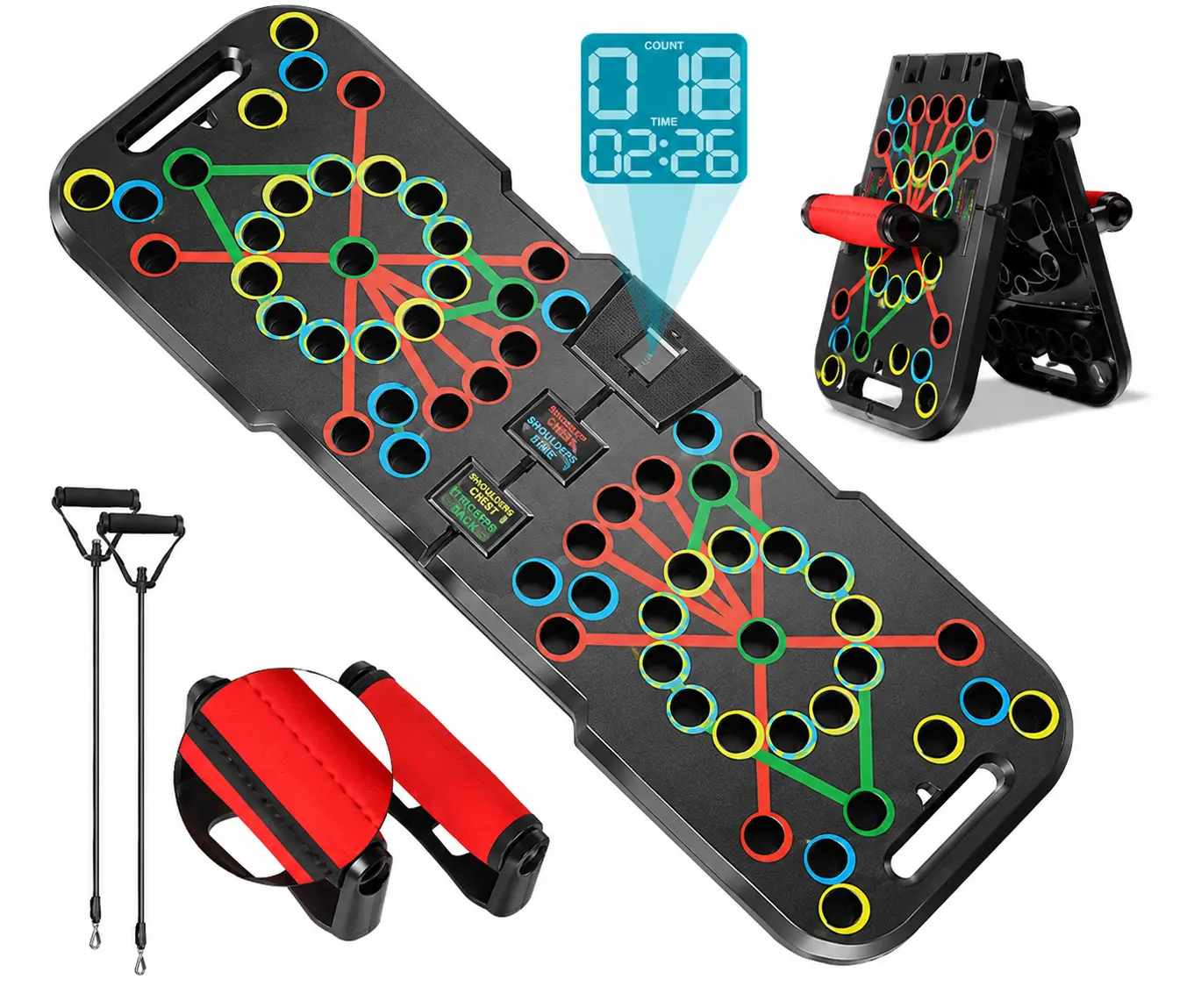 Push Up Board with Smart Count Multi-Function 60 in 1 Push Up Bar (Foldable & Portable) Push up Handles for Floor Professional Home Workout Equipment Strength Training Equipment for Men & Women