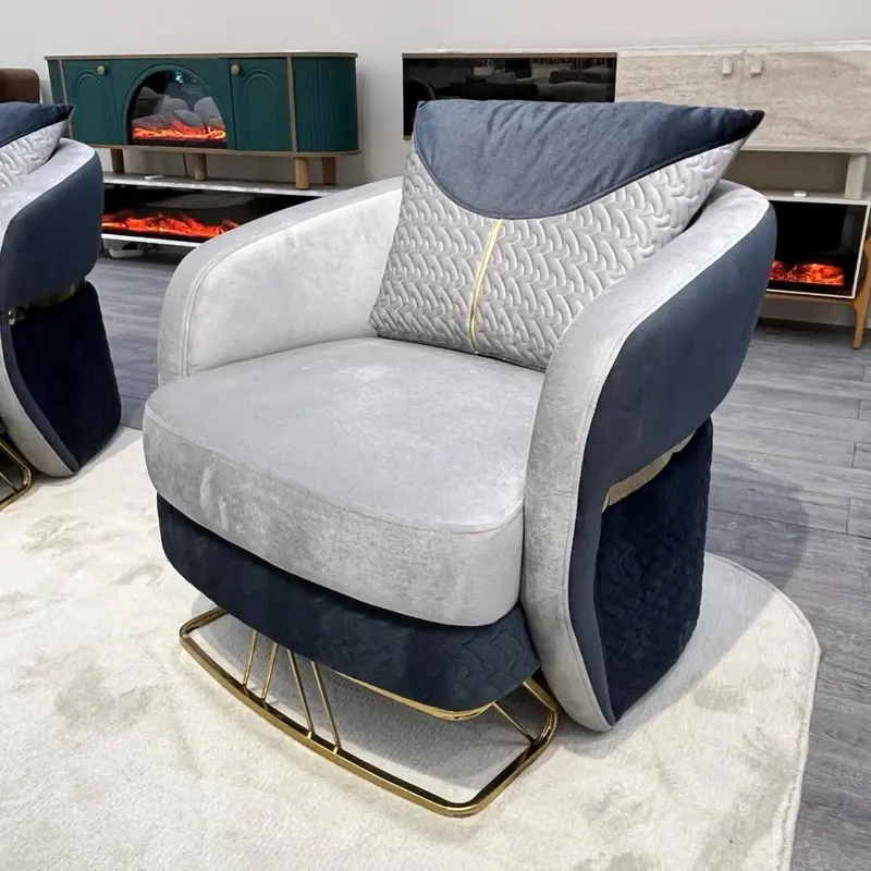 Elegance Living Room Set Armchair, Furniture for Apartment Decor with Space-Saving Design & Distinctive Gold-Toned Metal Base