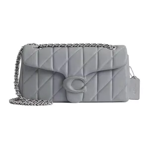 COACH Tabby 26 Sling Bag for Women – Nappa Leather Hobo Style in Silver and Gray-Blue
