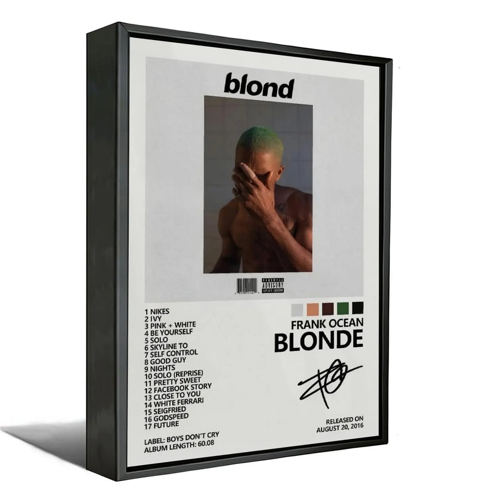Blonde hip-hop wall art poster, minimalist hip-hop music canvas wall painting, a gift for music lovers, suitable for bedroom and study wall decoration.