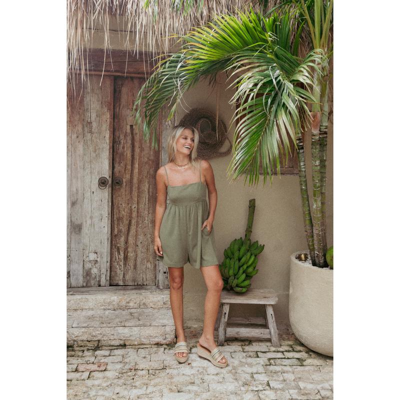 Quinley Romper - Olive