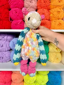 Ziggy the Rainbow Monster Lovey – Handmade Chenille Plush Toy | Soft Baby Lovey | Stuffed Head | Sensory Toy | Unique Baby Gift