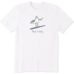 Men's Crusher Tee Shirt, Short Sleeve Cotton Graphic T-Shirts, Keep It Salty Seagul