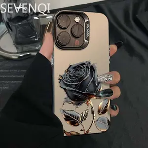 Black Golden Rose for Apple Iphone 14/15 Mobile Phone Case 11 12 12Pro 12Pm 13 13P 13Promax 14 14Pro 14Promax 14Plus 15 15Pro 15Plus 15Pm 16 16Pro 16Plus 16Promax Mobile Phone Case