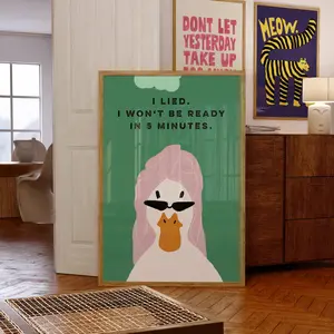 Funny Duck Bathroom Poster, Vintage Self-Care Art Print, Graphic Prints, Toilet Bathroom Wall Hanging, Paulownia Material, Made in China, Decoration