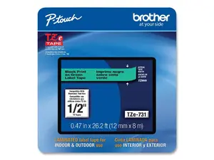Brother P-touch TZe-731CS Laminated Label Maker Tape 1/2" x 26-2/10' Black on Green (TZe-731CS) TZE731CS