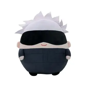 Jujutsu Kaisen Round Plush Toy, Gojo Yuji Megumi Soft Stuffed Doll Anime Fan Collectible Gift