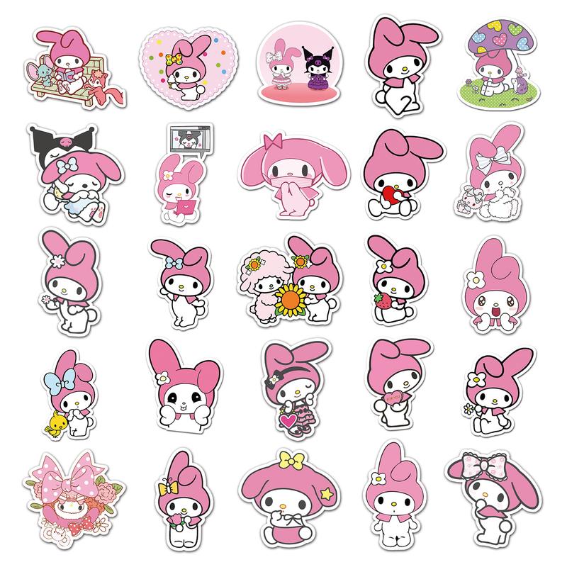 Sanrio Hello Kitty Stickers - 50pcs Assorted Designs Featuring Classic & Adorable Characters Perfect for Scrapbooking & Crafting