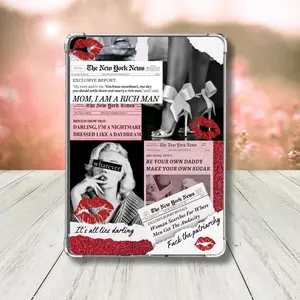 F*ck the Patriarchy Kindle Insert - I Am A Rich Man Aesthetic Newsprint E-Reader Decor - Red & Black Fashion Collage - Bold Feminist Empowerment Quotes - Custom Kindle Paperwhite, Colorsoft, & Basic Case Insert - Cardstock Insert for Readers Universal