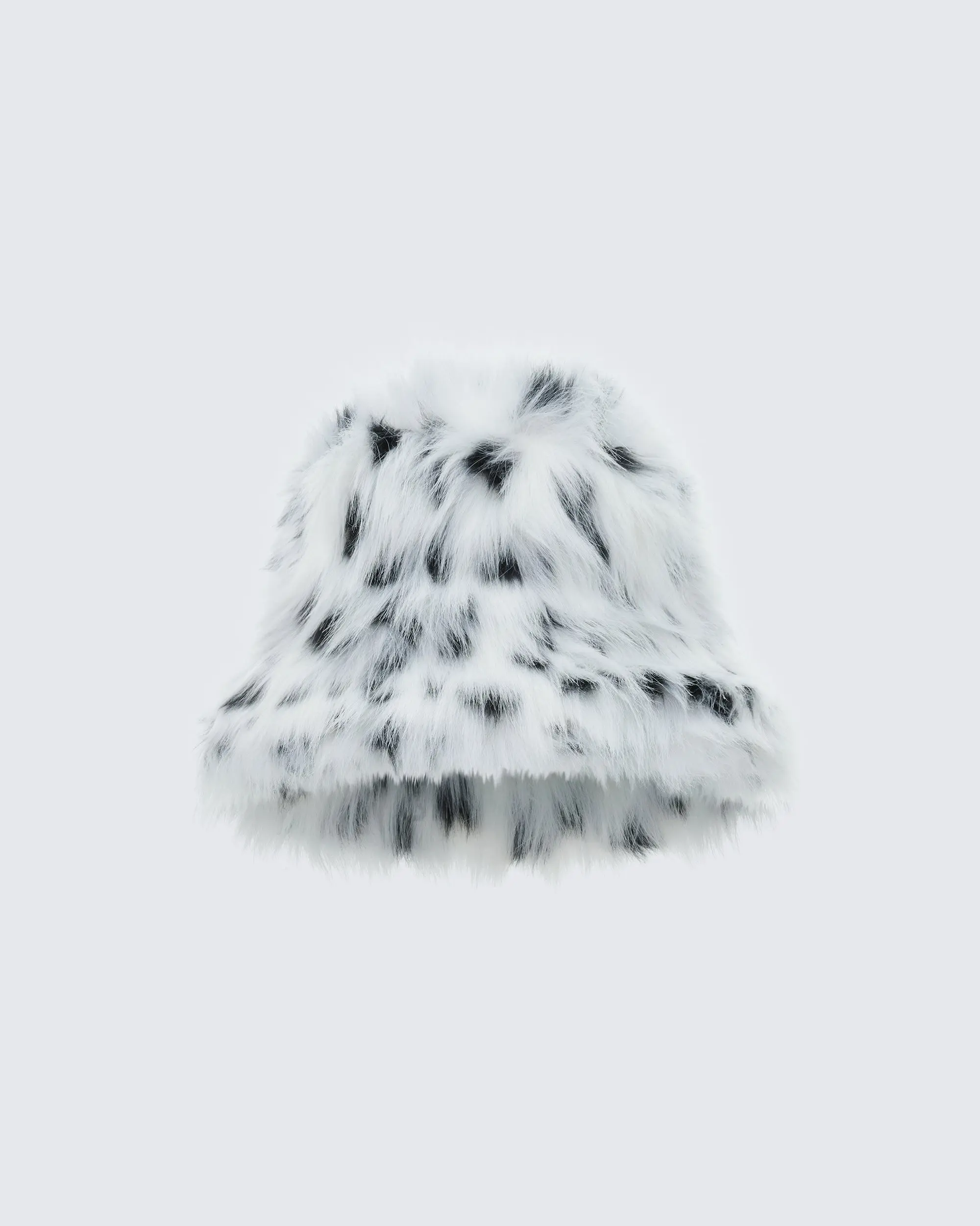 Women's Dalmatian Print Fur Hats, Oversized and Fluffy Faux Fur Winter Accessory with a Luxury Look, Spots, Plush Faux Fur