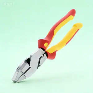 Insulated Industrial Lineman's Pliers with Crimpers 9.5 Inch, High Leverage Side Cutters, VDE 1000V Safety Certified, Professional Electrical Tool, Ergonomic Cushion Grip, Heavy Duty Crimping Tool