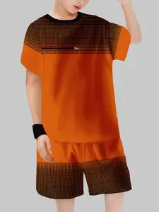 Boys' Summer Set, Grid King Design, Casual Cartoon Style, Fitted Crop Short Length, Trendy Clothing, Outfit, Clothes Kids
