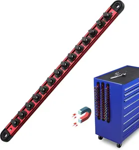 Magnetic Socket Holder Organizer Set: 3/8 Detachable Socket Trays Socket Organizer for Tool Box Drawer Holds 14-Piece Standard Size Sockets for Automotive Mechanic Garage