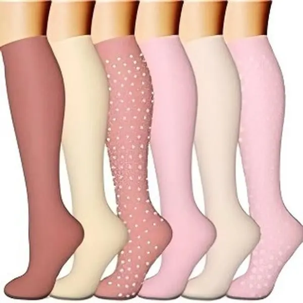 Women's & Men's 6-Pack Cute Ditsy Flowers Supportive Socks, All-Season Casual Everyday Wear, Circulation Boost & Foot Pain Relief Compression Stockings