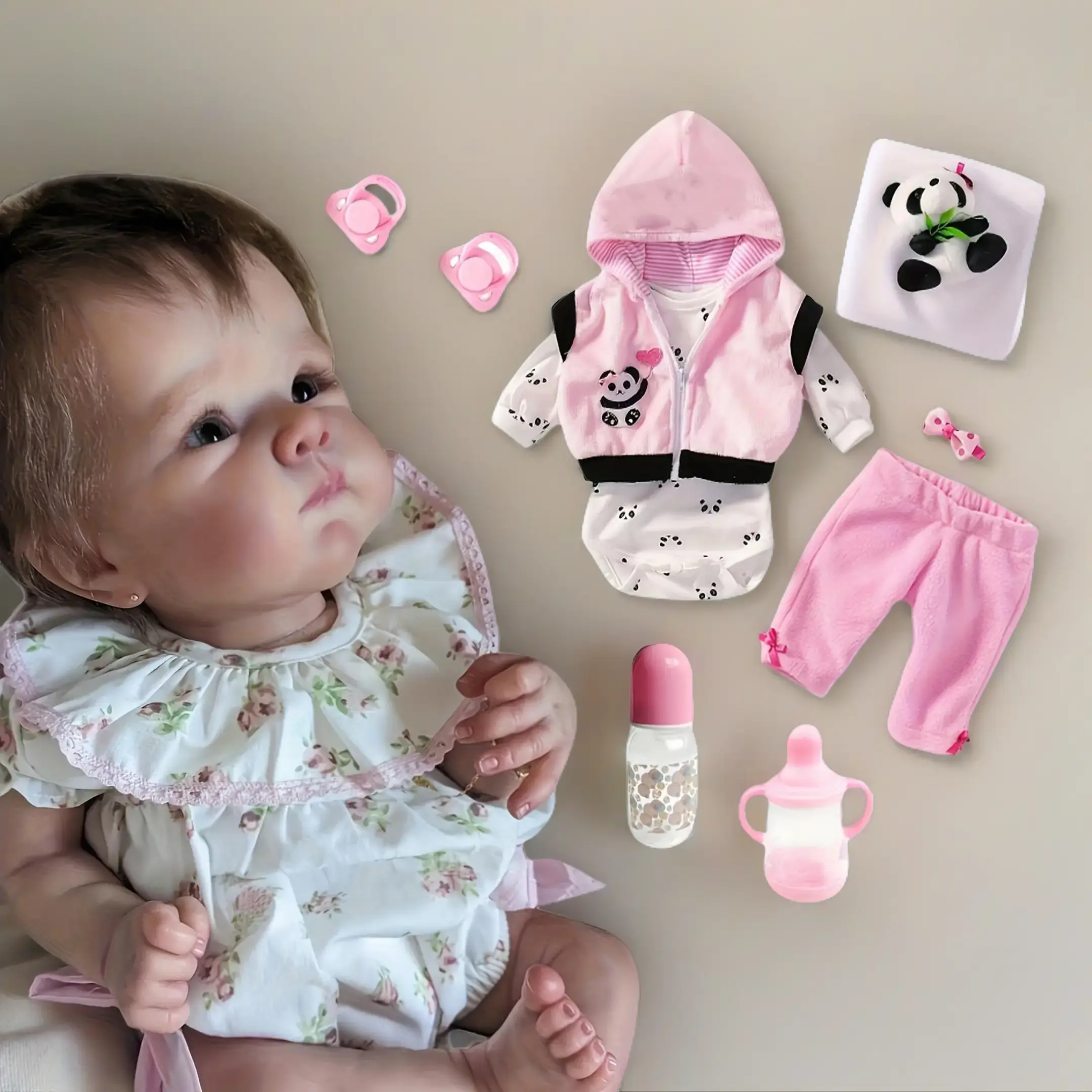 18-Inch Realistic Soft Reborn Newborn Baby Doll with Doll Accessories Set - Hand-Planted Hair, Soft Touch Unisex Kids Toy, Child Development Support Gift Item, Newborn Baby Dolls