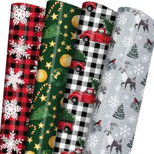 6 Jumbo Sheets Christmas Wrapping Paper – Plaid & Snowflake Designs (Truck & Snowflake), 28" x 40" Each – Holiday Gift Wrap for Men, Women & Kids, Easy to Store