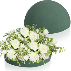 2 count Round Floral  Blocks Half Balls, Wet & Dry Green Flower  for  and Artificial Flower Arrangements (7.5 x 3.7 Inches)