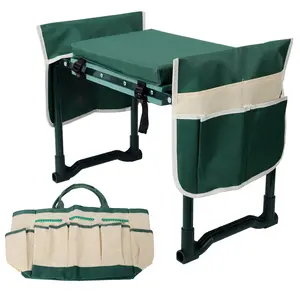 Garden Kneeler and Seat Bench with 2 Free Tool Pouches Foldable Stool EVA Foam Pad Extra Soft Wider Cushion Large Tool Bag for Gardening Lovers