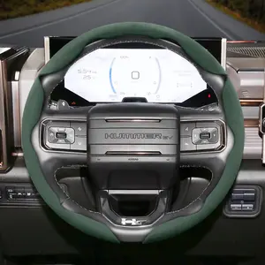 For GMC Suede Leather Steering Wheel Cover Segmented Design Quick-Install Non-Slip and Comfortable All-Season Compatibility For Sierra 1500/Sierra HD/Yukon/Terrain/Acadia/Canyon/Savana/HUMMER EV/Sierra EV Black Brown Mocha Orange Red Green