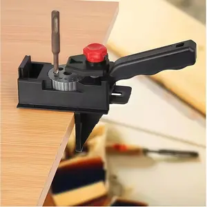 Adjustable Woodworking Drill Guide Kit, Adjustable Clamp Height, Precision Drilling, Durable Plastic Structure, Automatic Alignment, 3-12mm Woodworking Tool