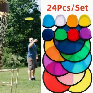 24pcs/ Set Sublimation Flying Disc Fans, 9.8" 25cm Foldable & Portable,  Includes Carrying Bag, DIY Outdoor Activity Set